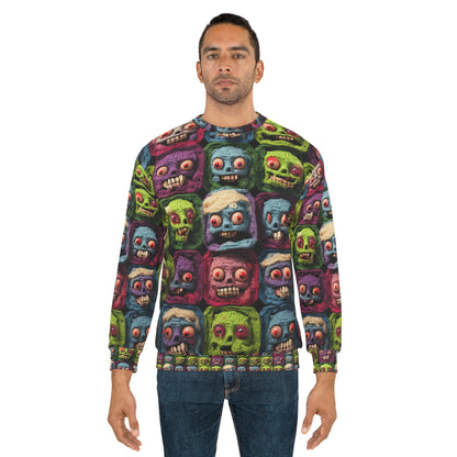 Zombie Crochet Halloween Spooky Holiday Festive Horror Living Dead - Unisex Sweatshirt (AOP)