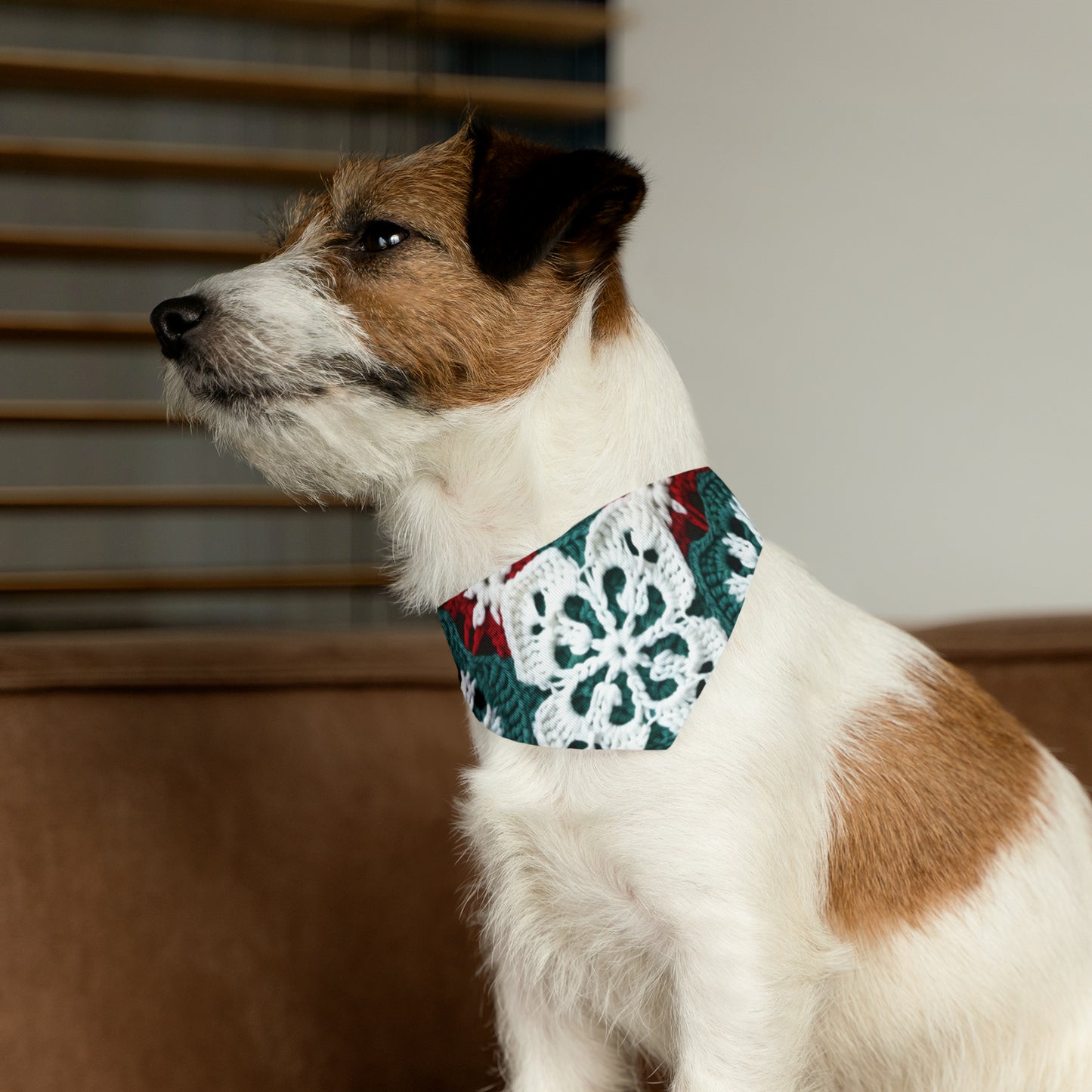 Christmas Snowflake Crochet, Festive Yuletide, Winter Wonderland Craft, Ice Crystal, Holiday Decor, Seasonal Adornments - Dog & Pet Bandana Collar