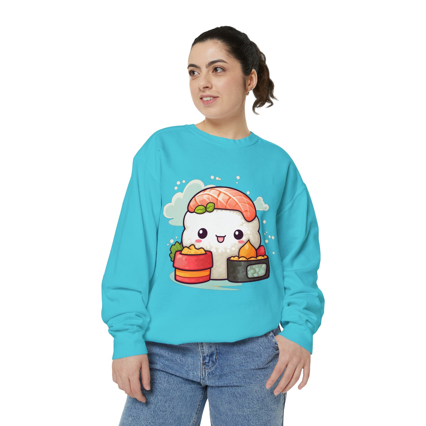 Anime Sushi - Japonés lindo kawaii - Regalo Otaku - Sudadera unisex teñida de ropa 