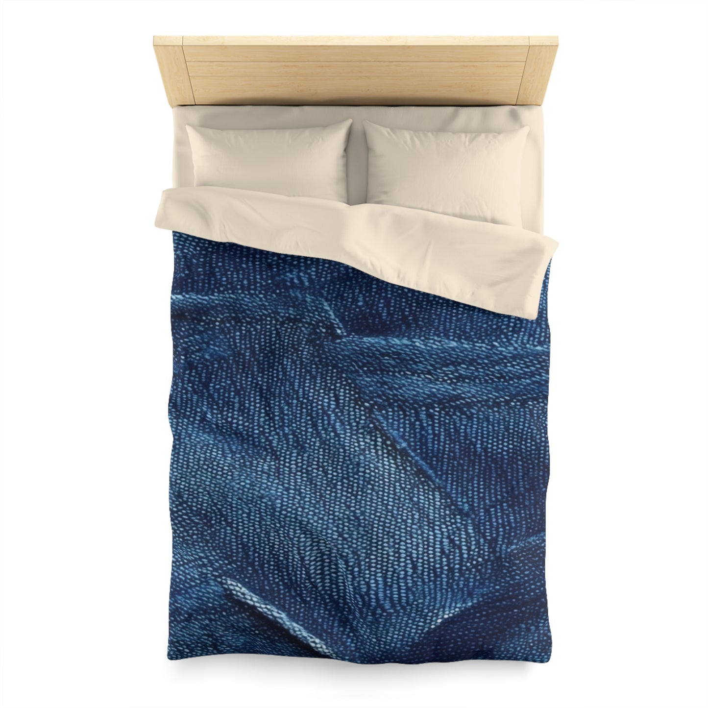 Dark Blue: Distressed Denim-Inspired Fabric Design - Microfiber Duvet Cover