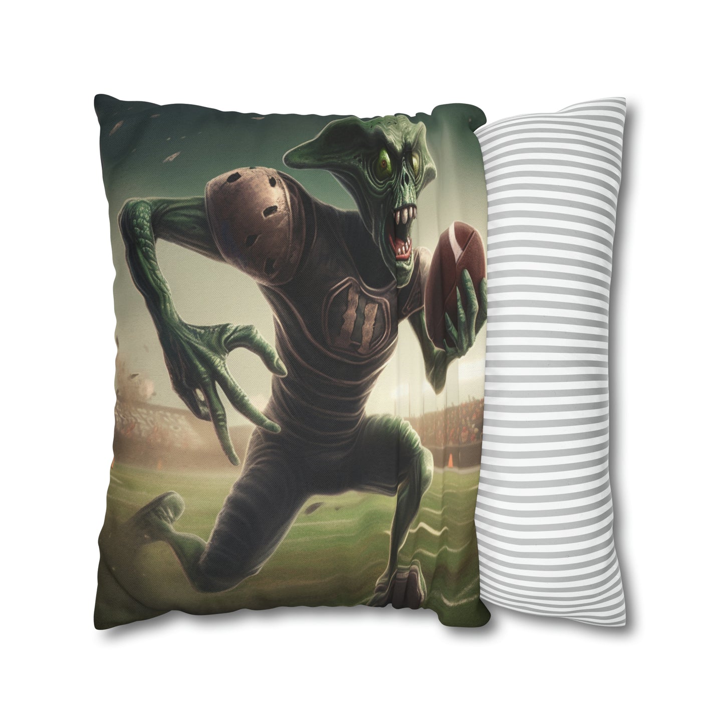 Alien Football Space Sport Game Stadium Athlete Galaxy Player - Spun Polyester Square Pillow Case