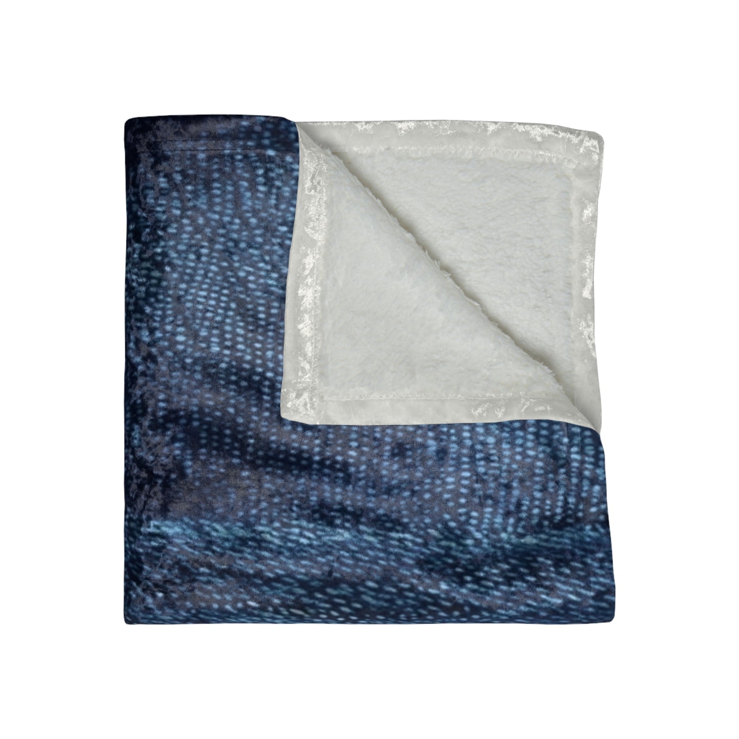 Dark Blue: Distressed Denim-Inspired Fabric Design - Crushed Velvet Blanket