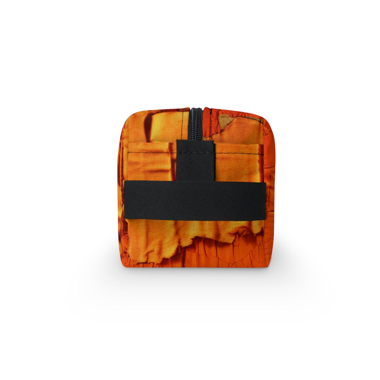 Fiery Citrus Orange: Edgy Distressed, Denim-Inspired Fabric - Toiletry Bag