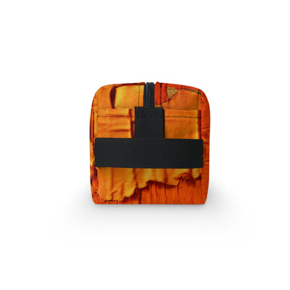 Fiery Citrus Orange: Edgy Distressed, Denim-Inspired Fabric - Toiletry Bag