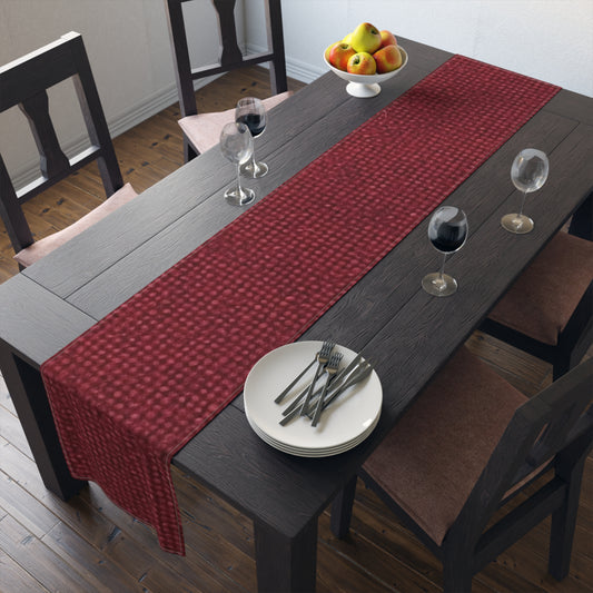 Seamless Texture - Maroon/Burgundy Denim-Inspired Fabric - Table Runner (Cotton, Poly)