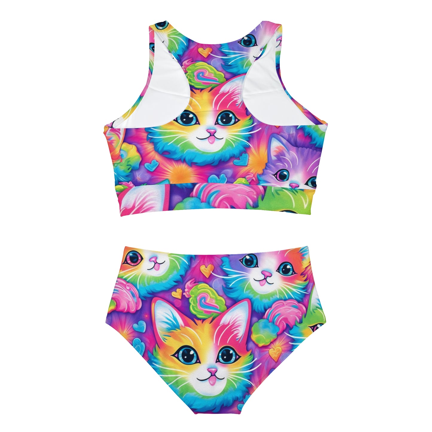 Happy Kitten & Cat Design - Vivid, Colorful & Eye-Catching - Sporty Bikini Set (AOP)