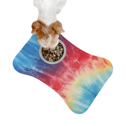 Rainbow Tie-Dye Denim: Vibrant Multi-Color, Fabric Design Spectacle - Dog & Pet Feeding Mats