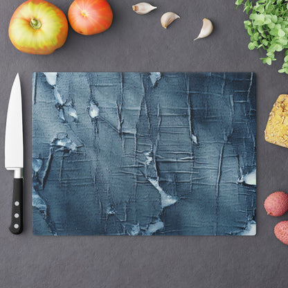 Distressed Blue Denim-Look: Edgy, Torn Fabric Design - Cutting Board