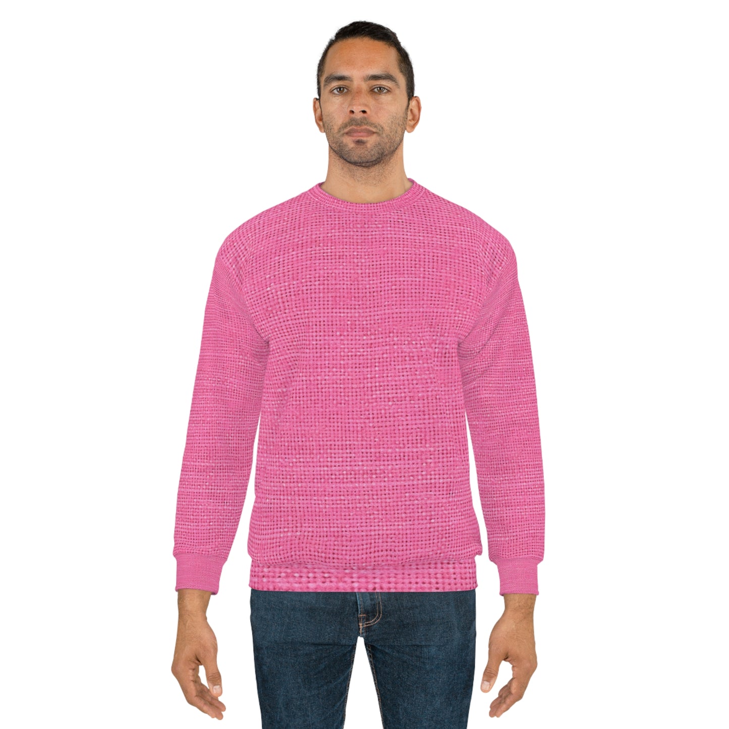 Doll-Like Pink Denim Designer Fabric Style - Unisex Sweatshirt (AOP)