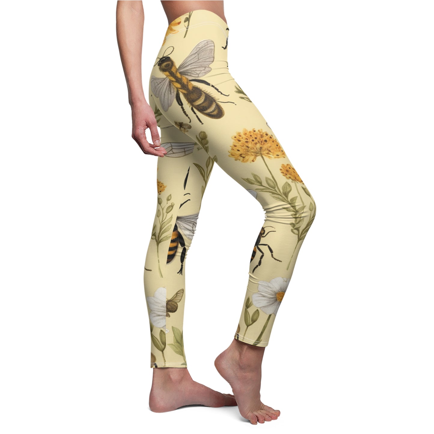 Whimsical Bees & Honeycombs Nature-Friendly Pattern Design Women's Cut & Sew Casual Leggings (AOP)