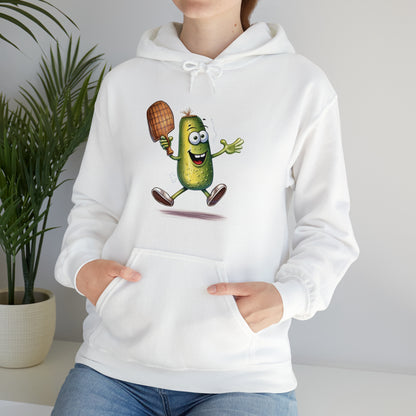 Pickle Player Action: Cartoon Swinging Pickleball Paddle - Sporty Charm - Unisex Heavy Blend™ Hooded Sweatshirt