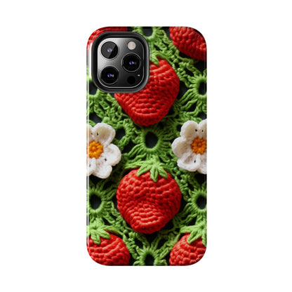 Strawberry Field Crochet - Forever Forest Greens - Fruit Berry Harvest Crop - Tough Phone Cases