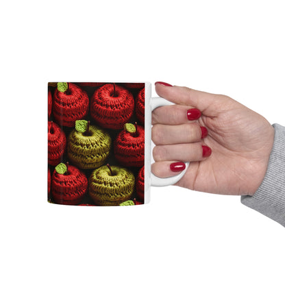 Crochet Apple Amigurumi - Big American Red Apples - Healthy Fruit Snack Design - Ceramic Mug 11oz