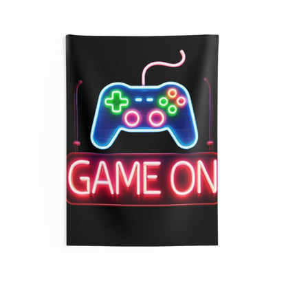 Game On Sign, Neon Graphic, Indoor Wall Tapestries