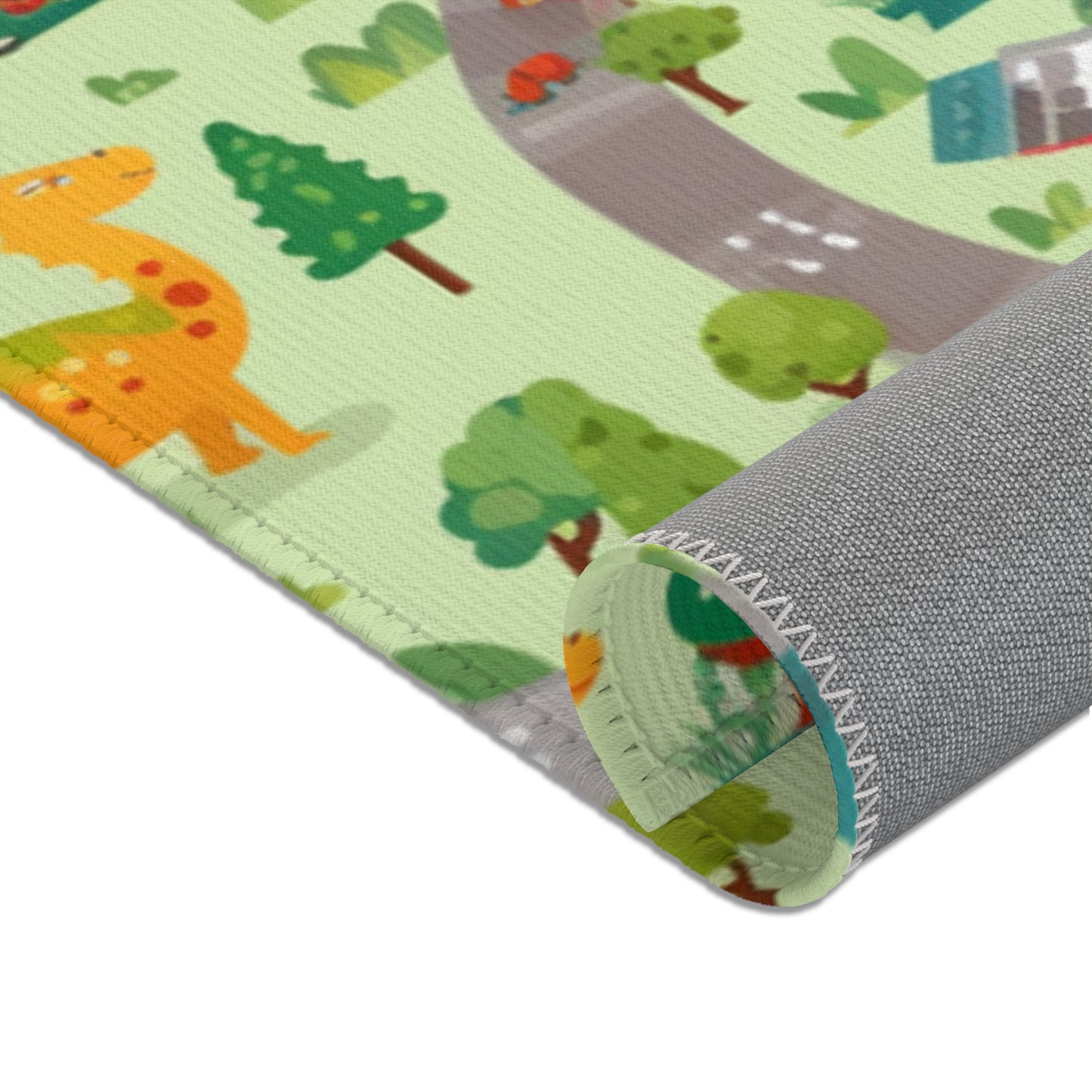 Jurassic Adventure: Children's Dinosaur Town, Vehicle Roadway Play - Area Rugs