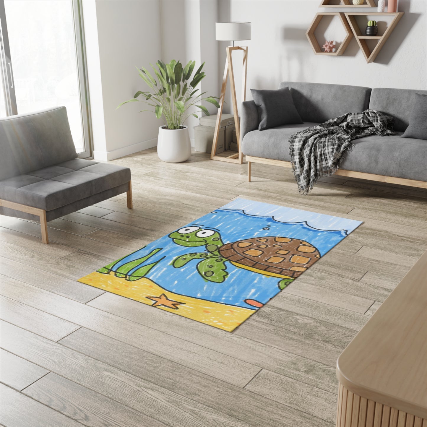 Sea Turtle Beach Sand Ocean Dobby Rug