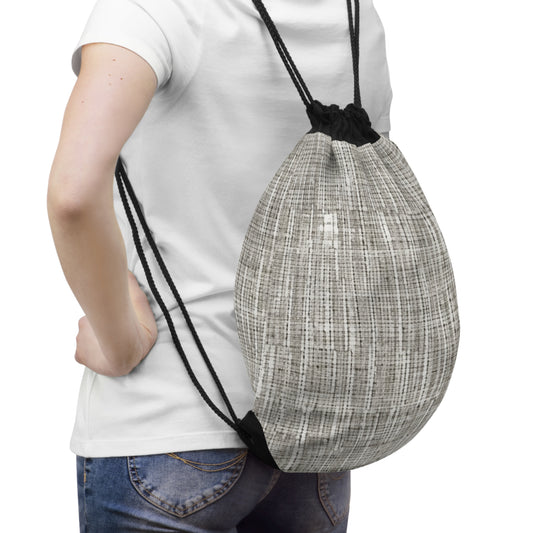 Silver Grey: Denim-Inspired, Contemporary Fabric Design - Drawstring Bag