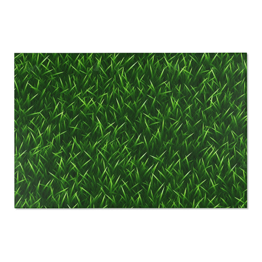 Green Artificial Turf Style Area Rug - Ideal for Patio, Indoor/Outdoor, No Binding