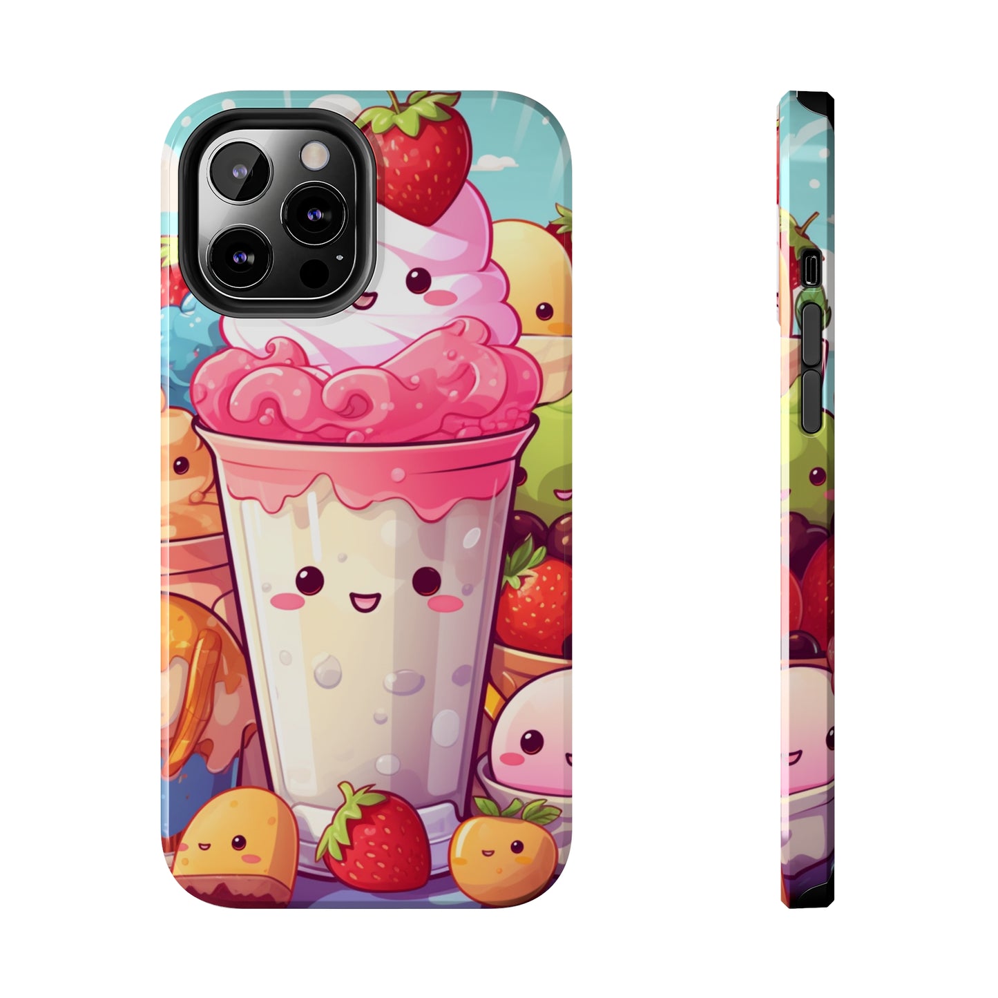 Strawberry Japan Milkshake - Kawaii Dessert Delight - Sweet Berry Anime Character - Tough Phone Cases