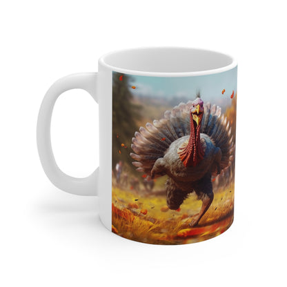 Thanksgiving Trot Turkey Run Athlete Sprint Racer Holiday Feast Dinner - Ceramic Mug 11oz