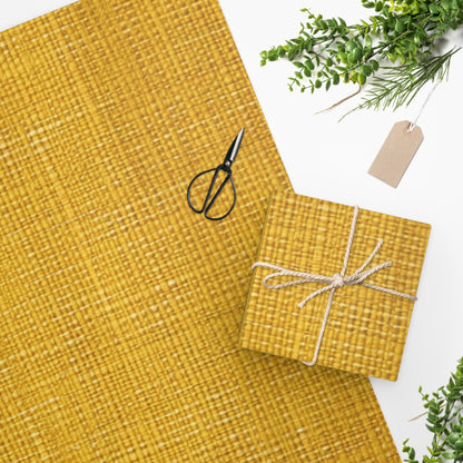 Radiant Sunny Yellow: Denim-Inspired Summer Fabric - Wrapping Paper