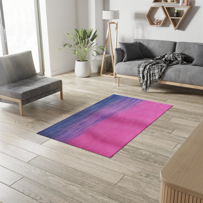 Dual Delight: Half-and-Half Pink & Blue Denim Daydream - Dobby Rug