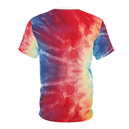 Rainbow Tie-Dye Denim: Vibrant Multi-Color, Fabric Design Spectacle - Unisex Cut & Sew Tee (AOP)