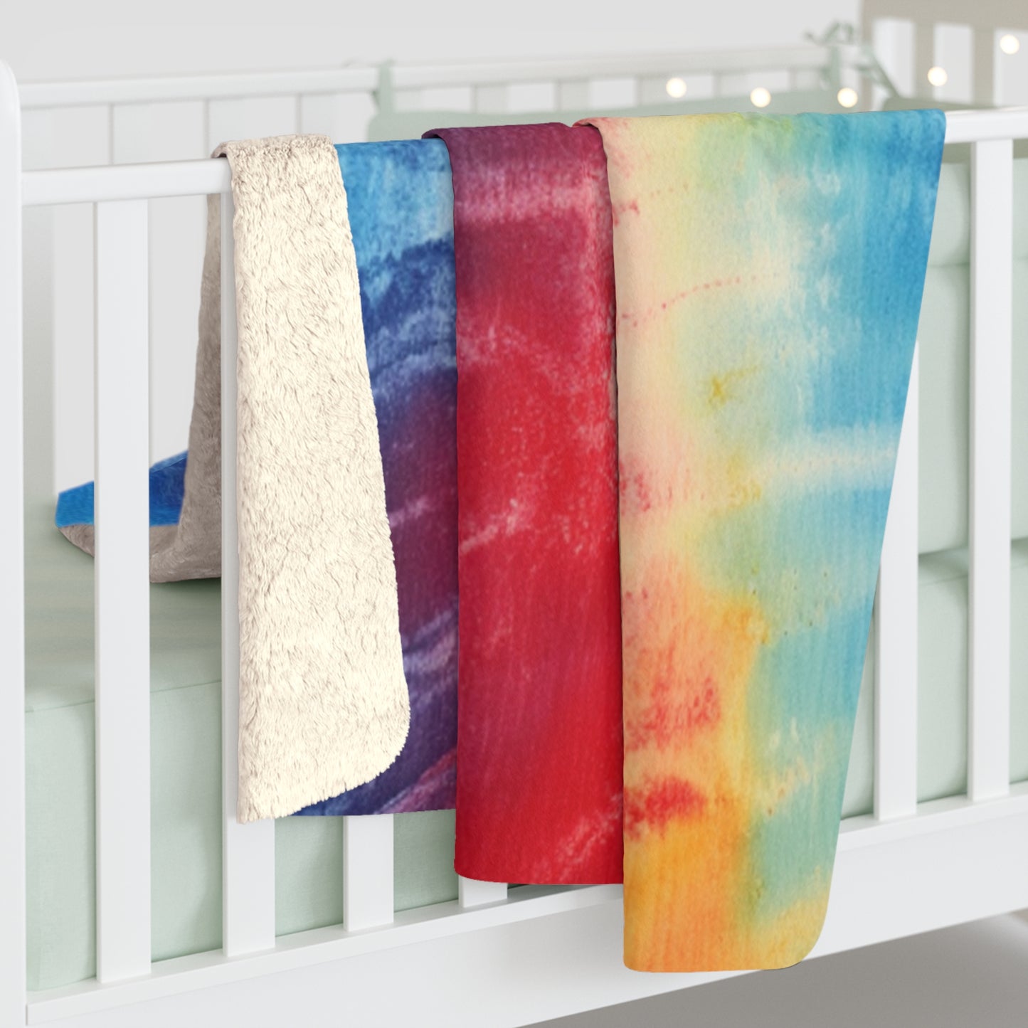 Rainbow Tie-Dye Denim: Vibrant Multi-Color, Fabric Design Spectacle - Sherpa Fleece Blanket