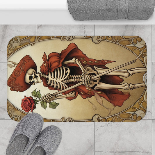 Death Card Tarot - Skeleton, Rose, and Transformation Journey - Bath Mat