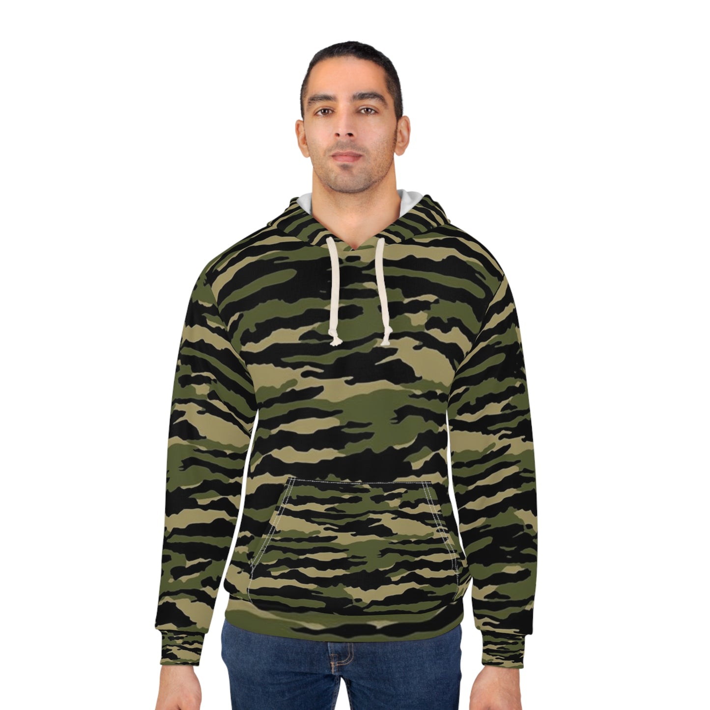 Tiger Stripe Camouflage: Military Style - Unisex Pullover Hoodie (AOP)