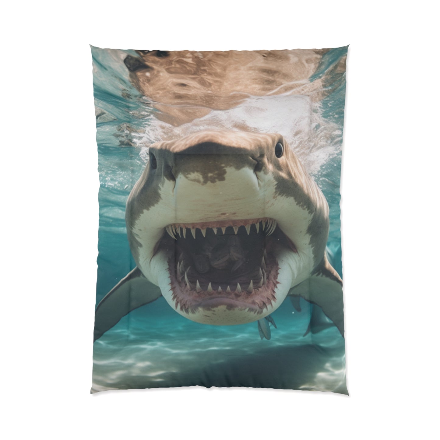 Bull Shark: River Monster Menace - Realistic Dark Water Predator - Bed Comforter