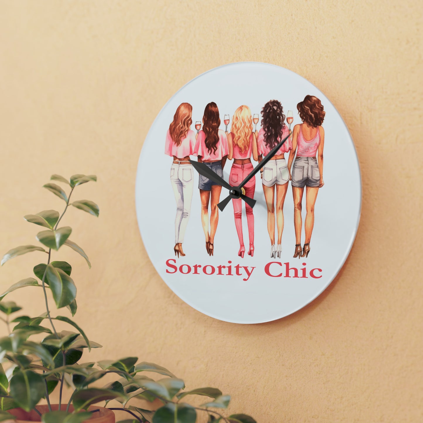 Sorority Chic Acrylic Wall Clock