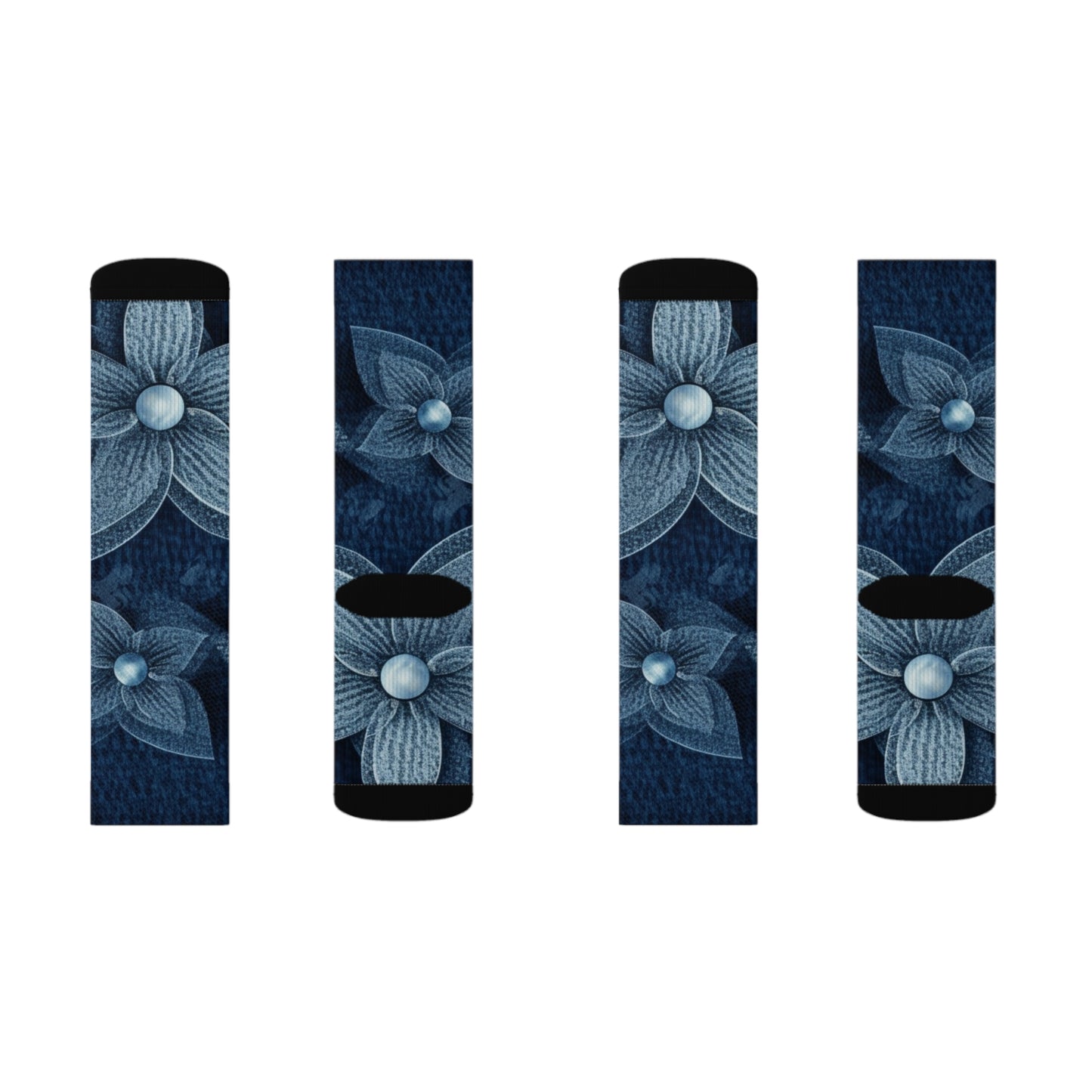 Hawaiian Flower Design - Denim-Inspired Decor Piece - Sublimation Socks