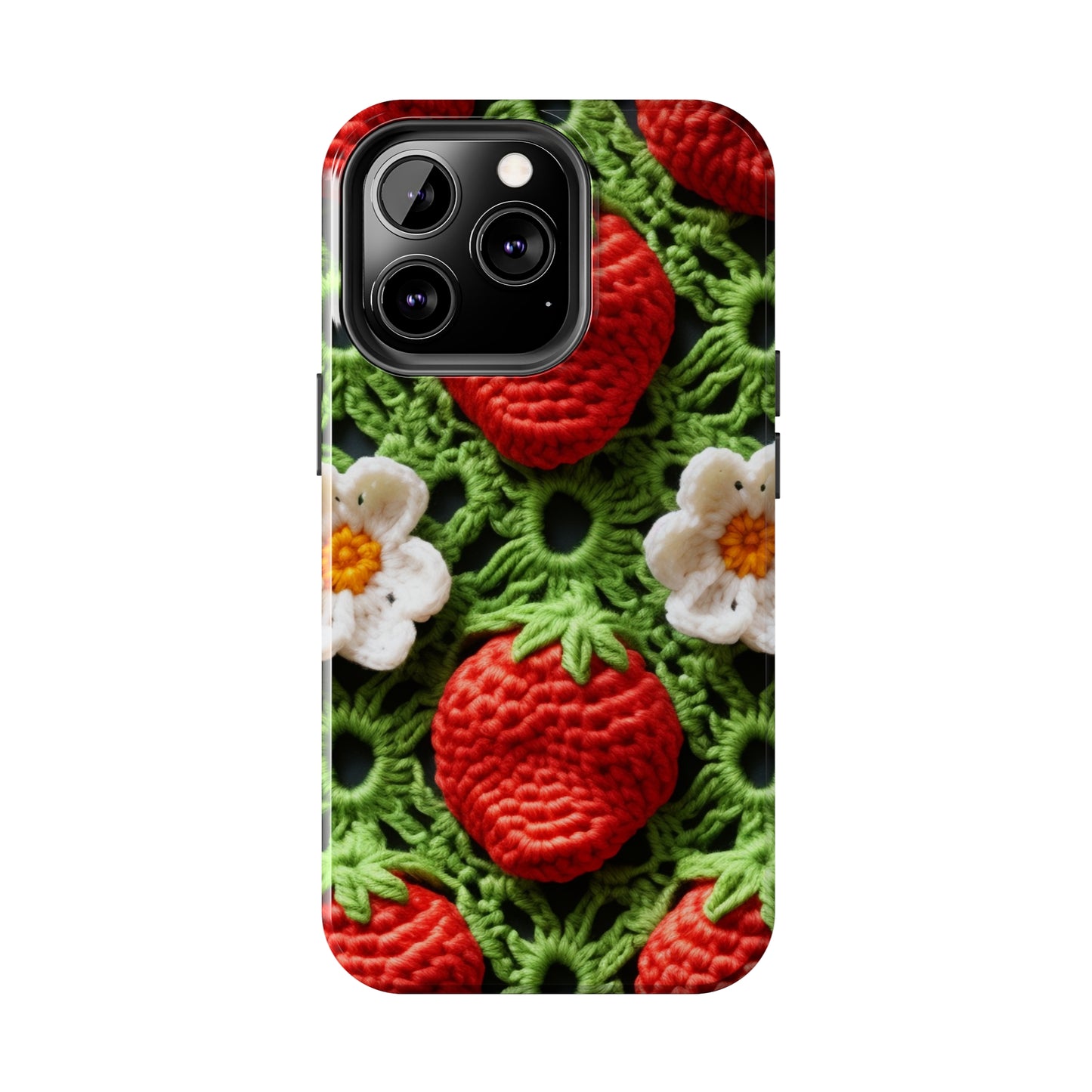 Strawberry Field Crochet - Forever Forest Greens - Fruit Berry Harvest Crop - Tough Phone Cases