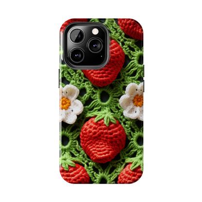 Strawberry Field Crochet - Forever Forest Greens - Fruit Berry Harvest Crop - Tough Phone Cases