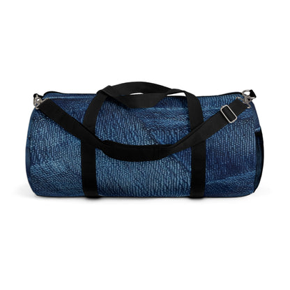 Dark Blue: Distressed Denim-Inspired Fabric Design - Duffel Bag