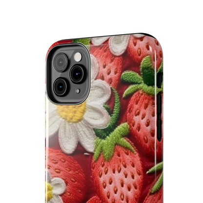 Strawberry Strawberries Embroidery Design - Fresh Pick Red Berry Sweet Fruit - Tough Phone Cases