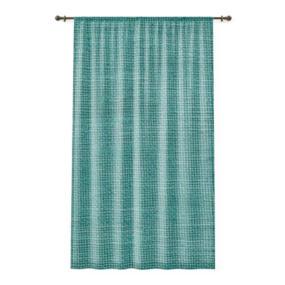 Diseño de tela vaquera color turquesa menta de calidad, material elegante, cortina de ventana