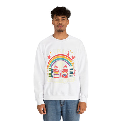 Leo libros prohibidos - Personaje alegre y arco iris - Sudadera unisex Heavy Blend™ Crewneck