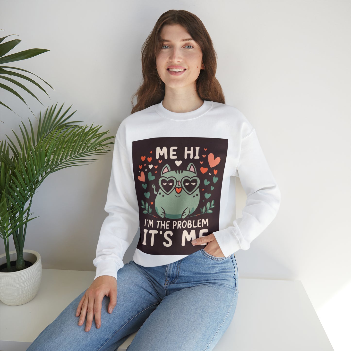 Yo, hola, soy el problema, soy yo - Regalo para amantes de los gatitos y gatos - Sudadera unisex Heavy Blend™ Crewneck