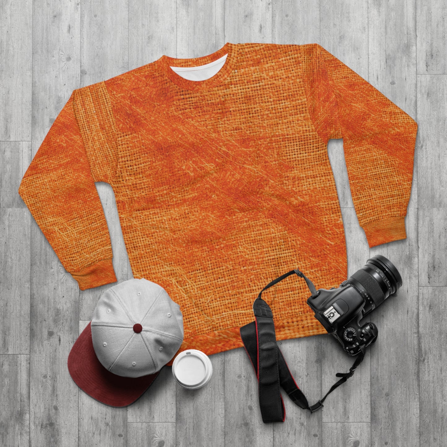 Burnt Orange/Rust: Denim-Inspired Autumn Fall Color Fabric - Unisex Sweatshirt (AOP)