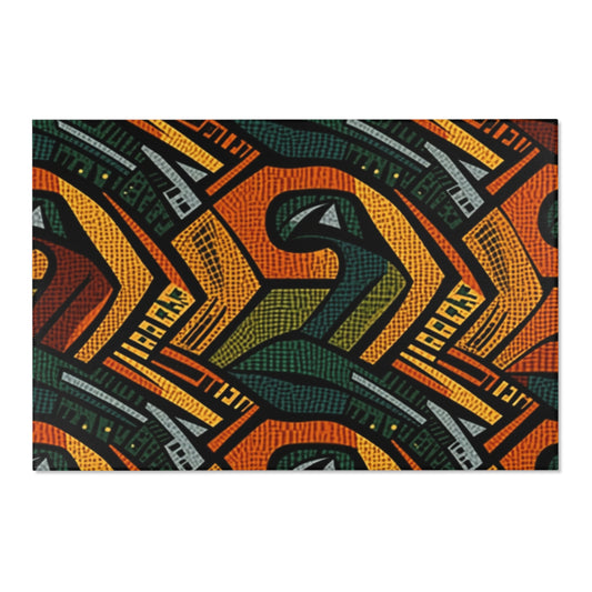 Textil de adorno africano estilo años 1960-1970 - Patrón atrevido e intrincado - Alfombras de área