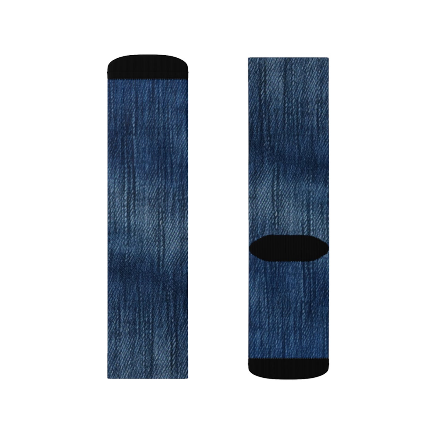 Indigo Splash: Washed Denim Reverie in Deep Blue - Sublimation Socks