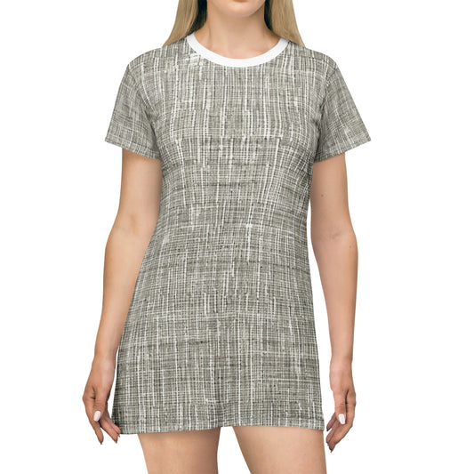 Silver Grey: Denim-Inspired, Contemporary Fabric Design - T-Shirt Dress (AOP)