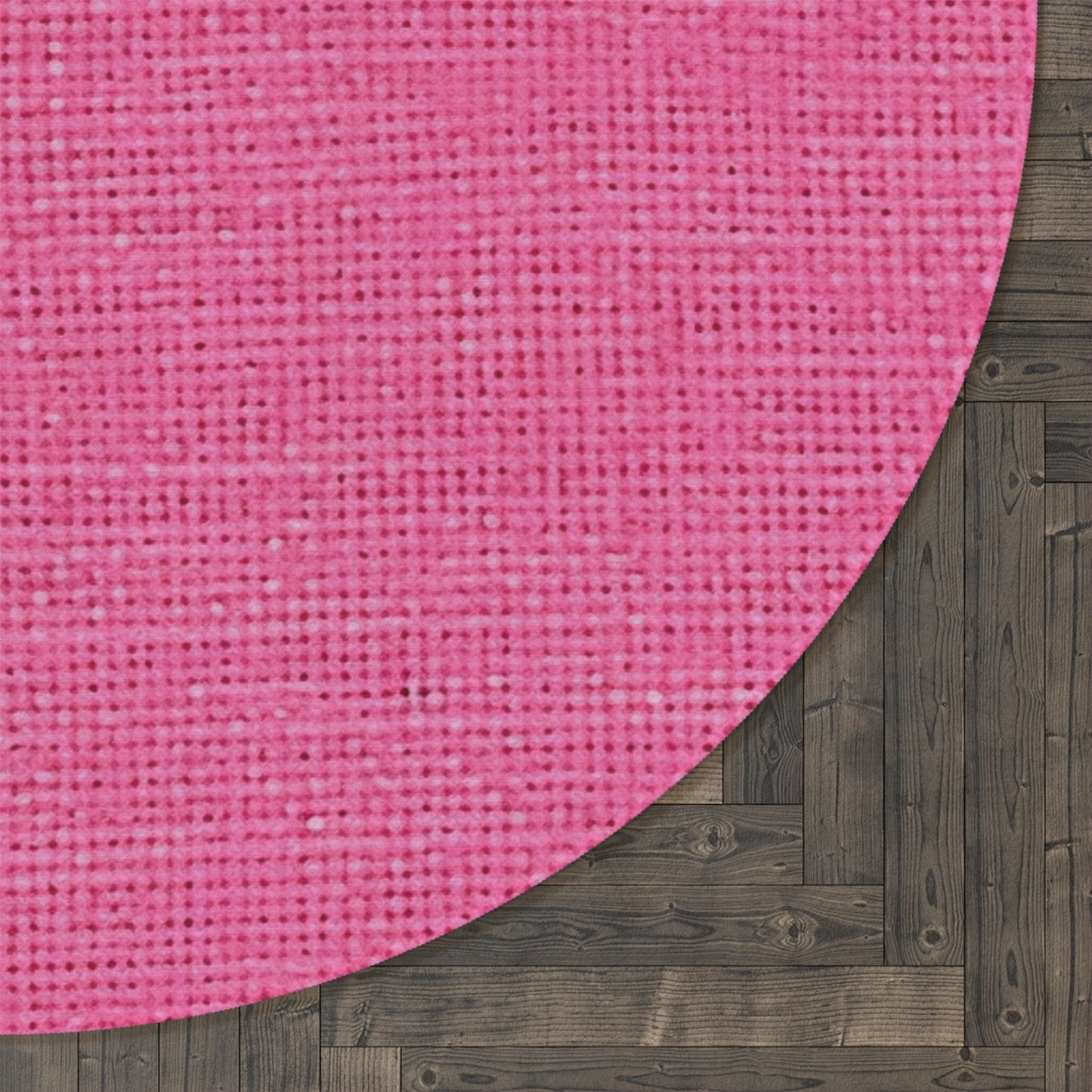 Doll-Like Pink Denim Designer Fabric Style - Round Rug