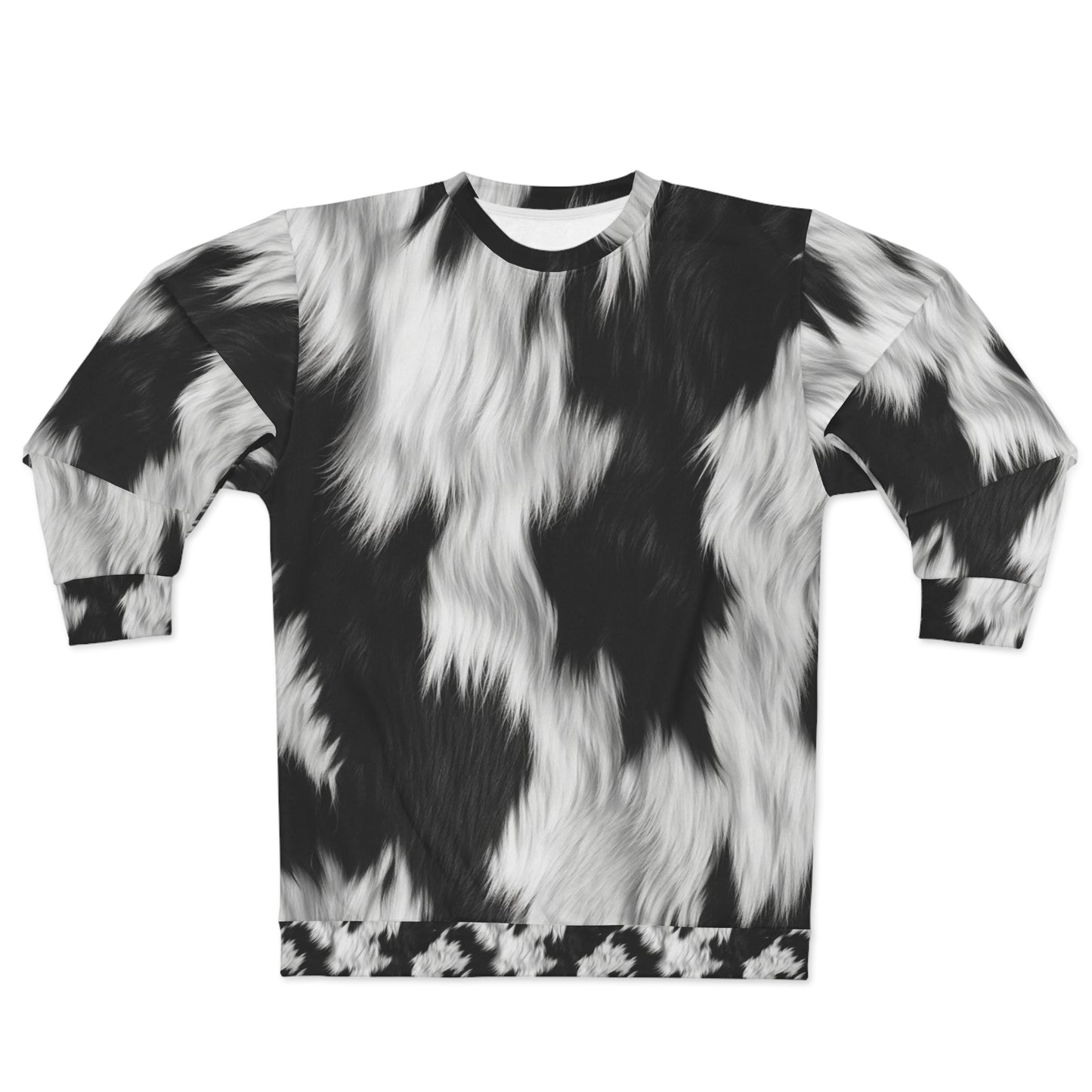 Piel de vacuno sobre cuero de pelo - Blanco y negro - Estilo de diseñador - Sudadera unisex (AOP) 