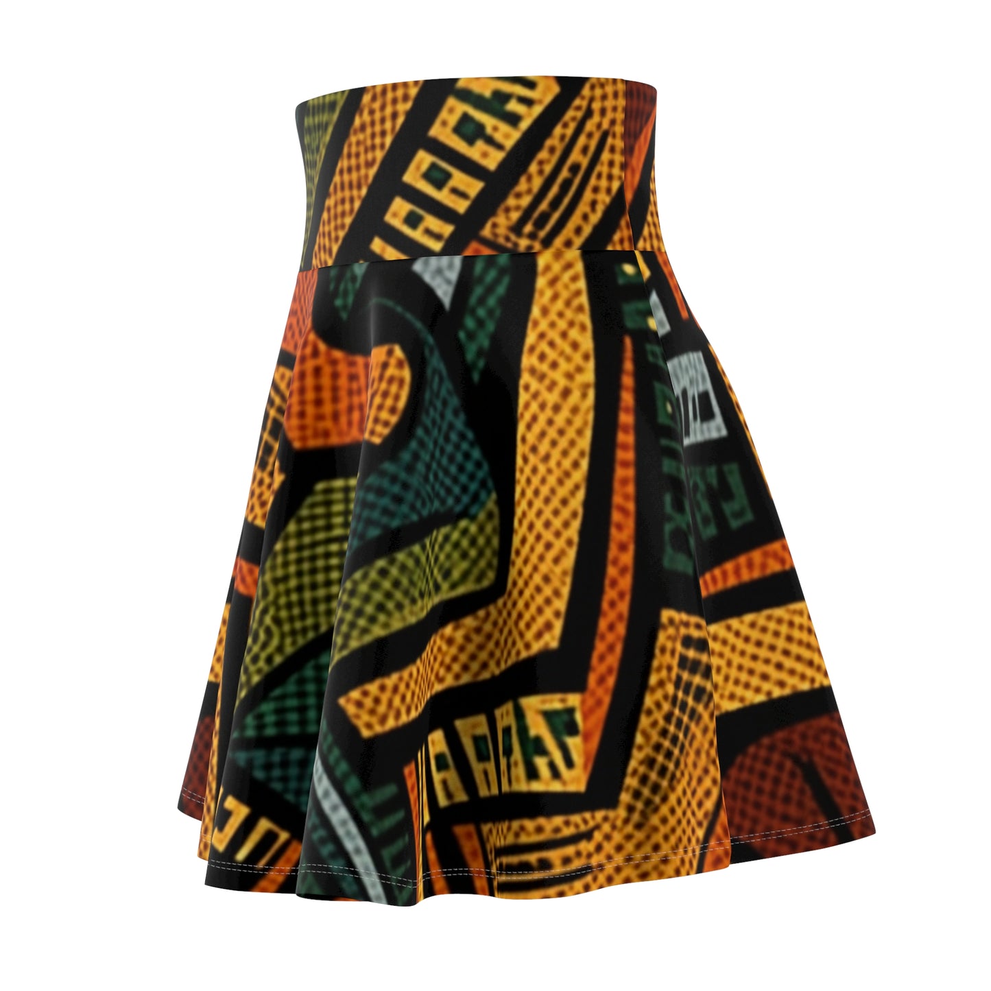 1960-1970s Style African Ornament Textile - Bold, Intricate Pattern - Women's Skater Skirt (AOP)