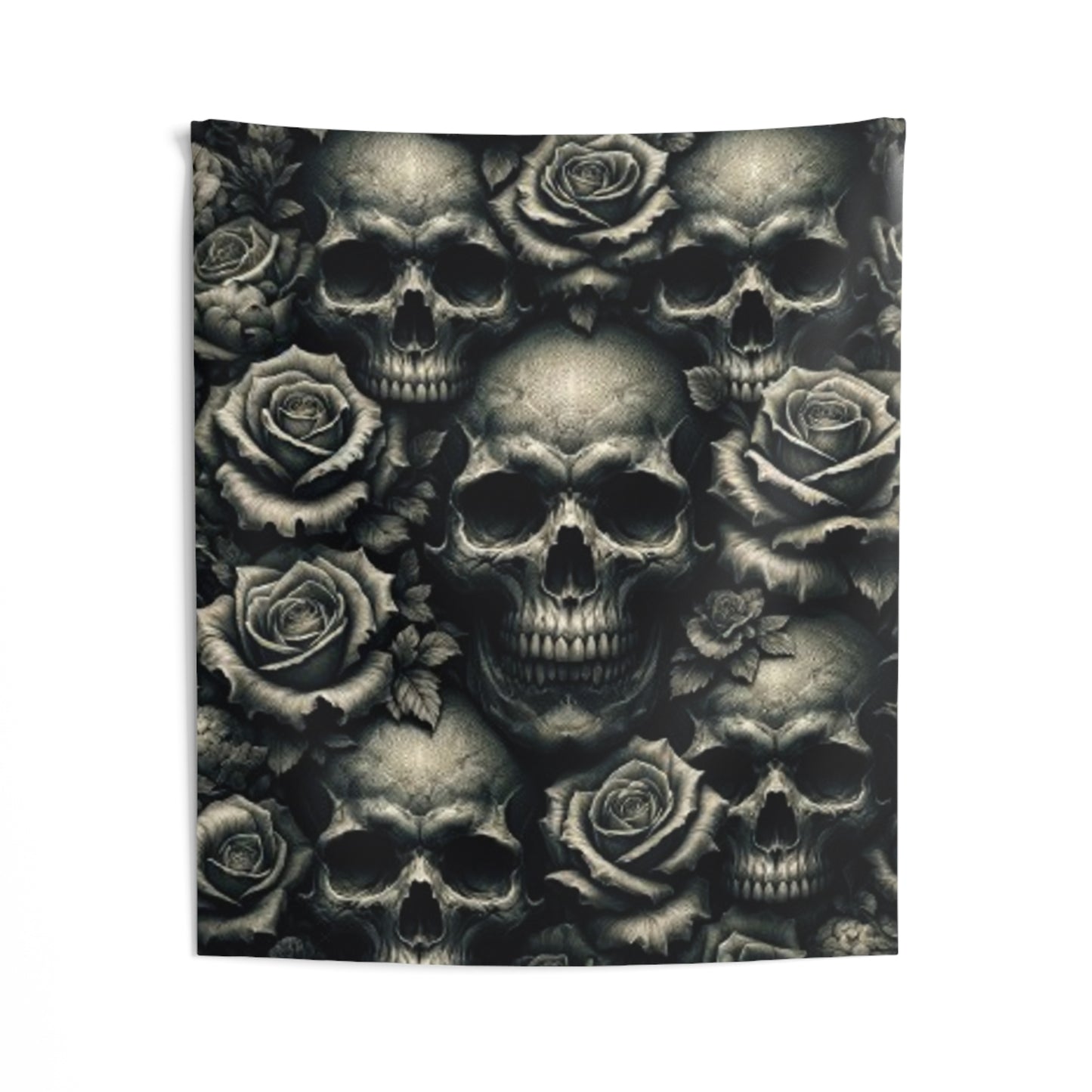 Dark Elegance: Gothic Skulls, Black and Bold - Indoor Wall Tapestries