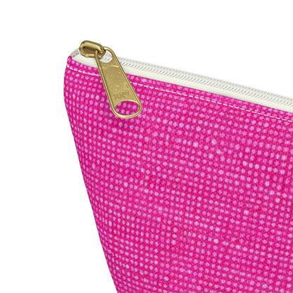 Hot Neon Pink Doll Like: Denim-Inspired, Bold & Bright Fabric - Accessory Pouch w T-bottom