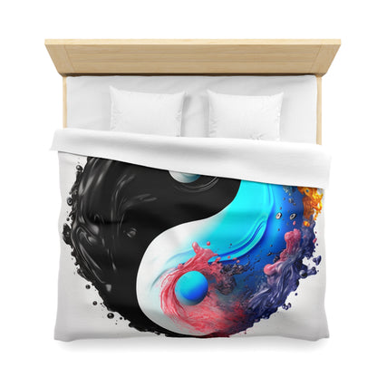 Yin Yang Symbol, Colorful Paint Style - Artistic Decor - Microfiber Duvet Cover